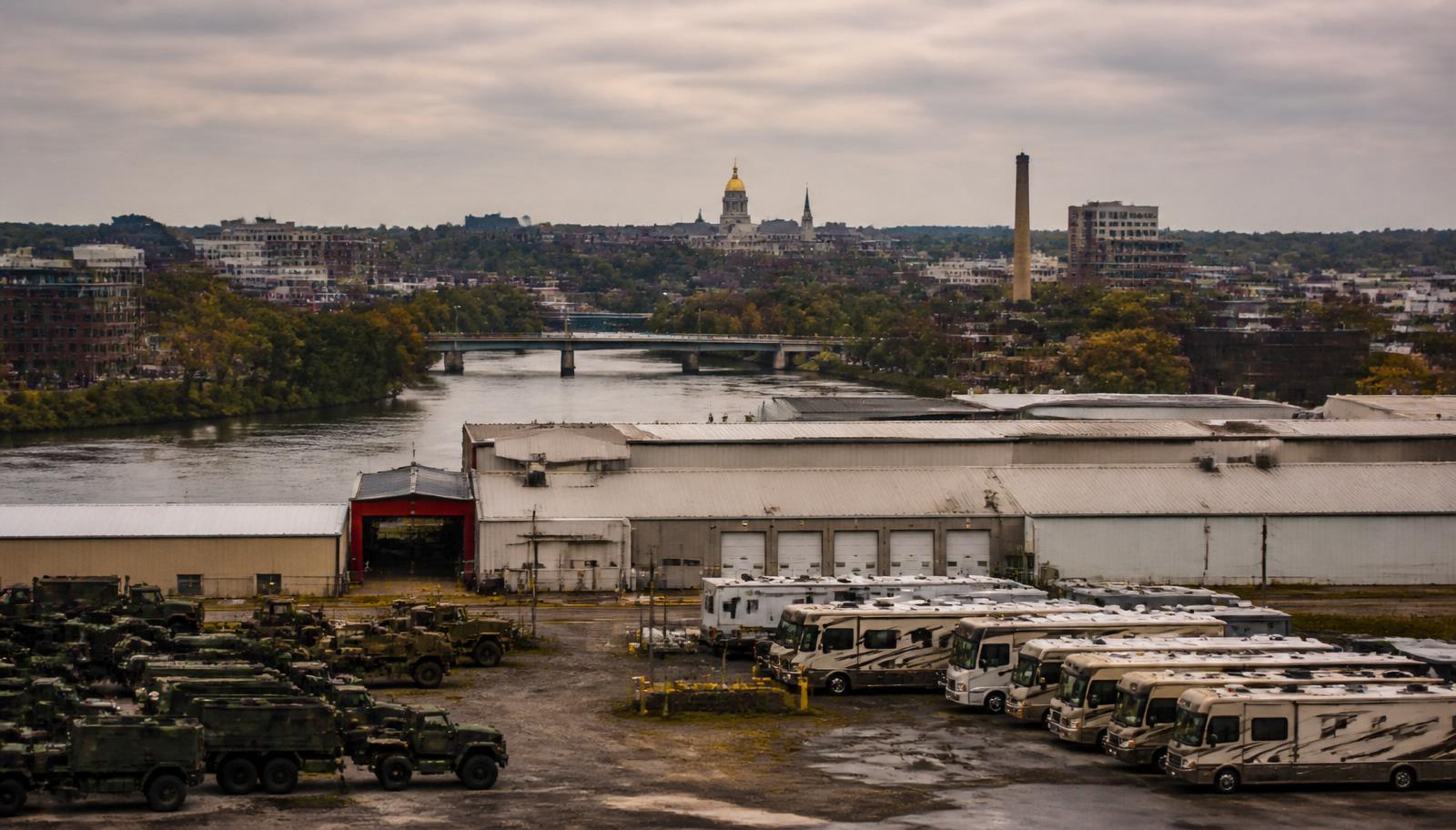 South Bend Indiana automotive and RV manufacturing corridor at golden hour