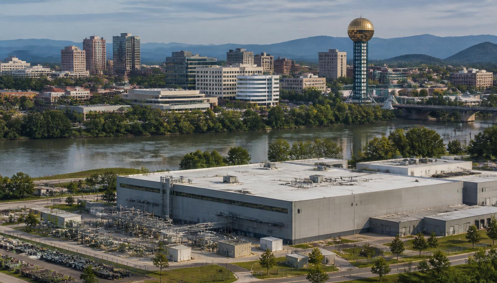 Knoxville Tennessee automotive and advanced materials manufacturing corridor at golden hour