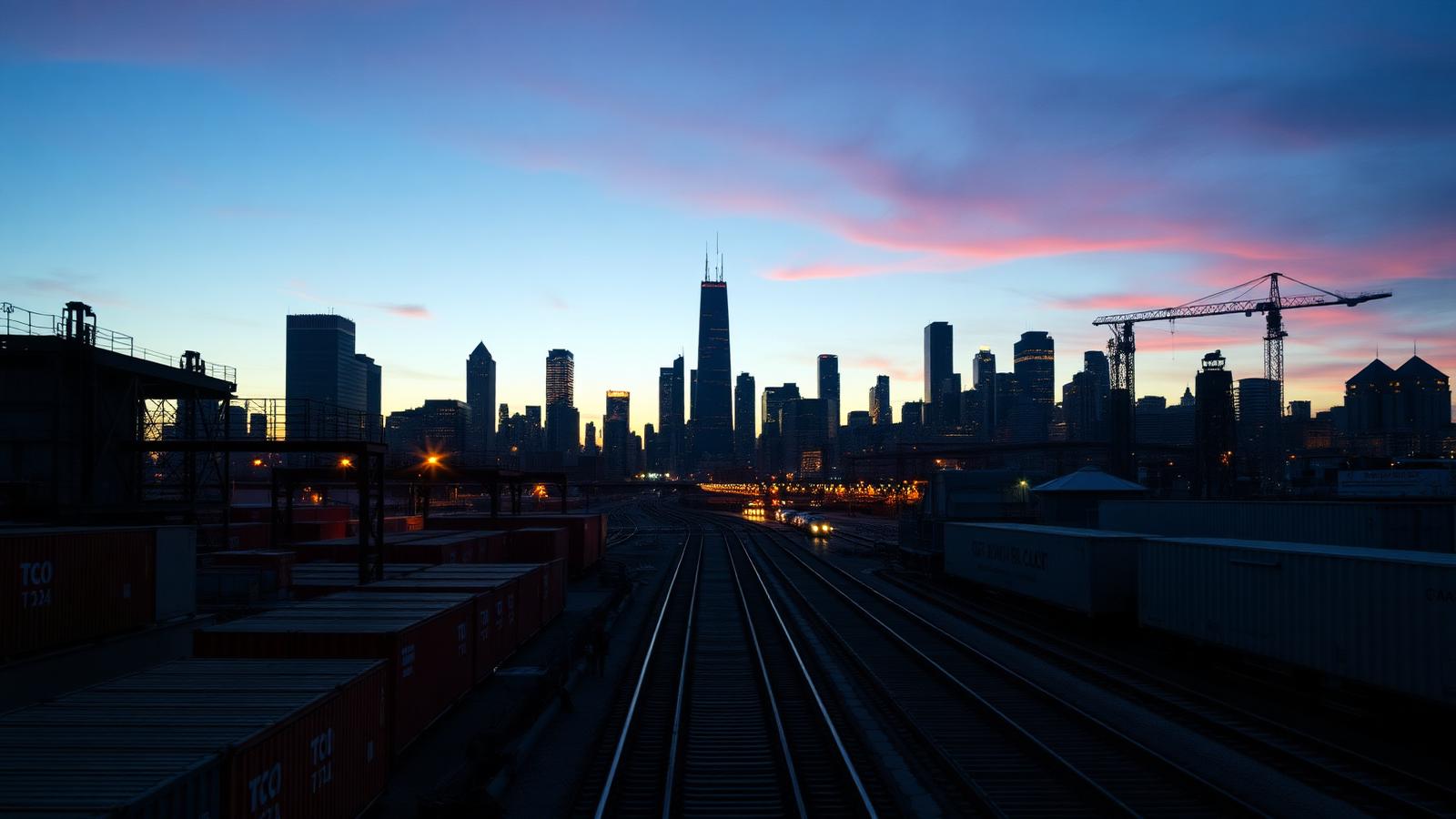 Galesburg, Illinois manufacturing corridor at golden hour
