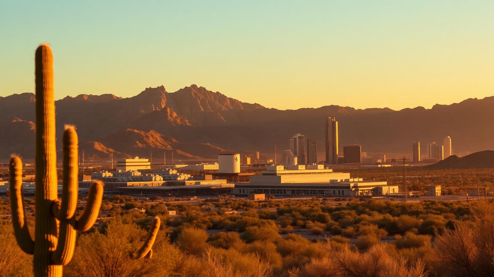 Glendale, Arizona manufacturing corridor at golden hour