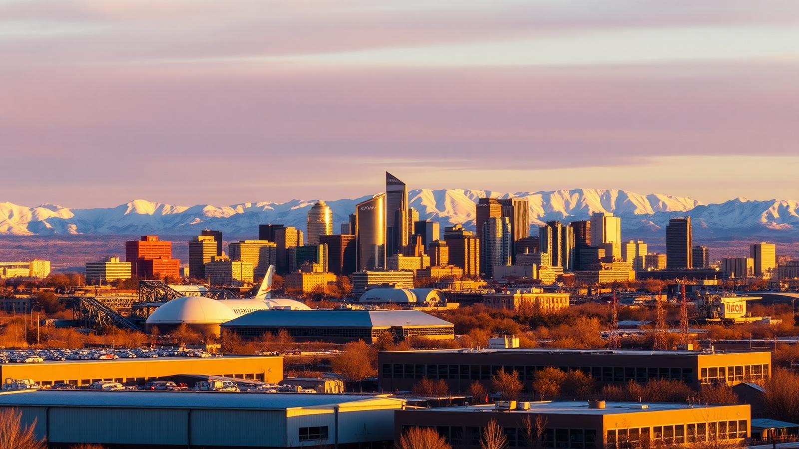 Greeley, Colorado manufacturing corridor at golden hour