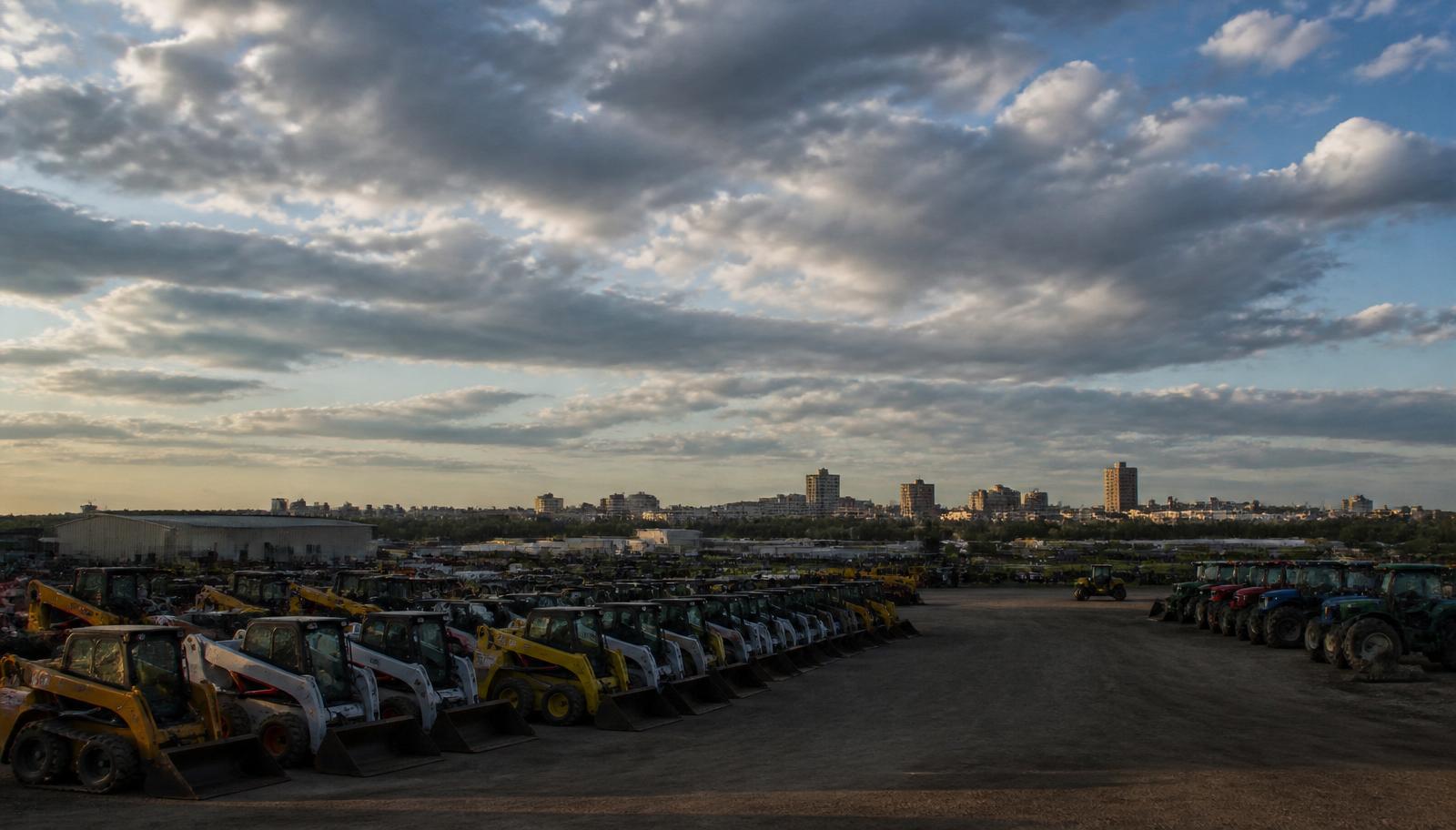 Minot, North Dakota manufacturing corridor at golden hour
