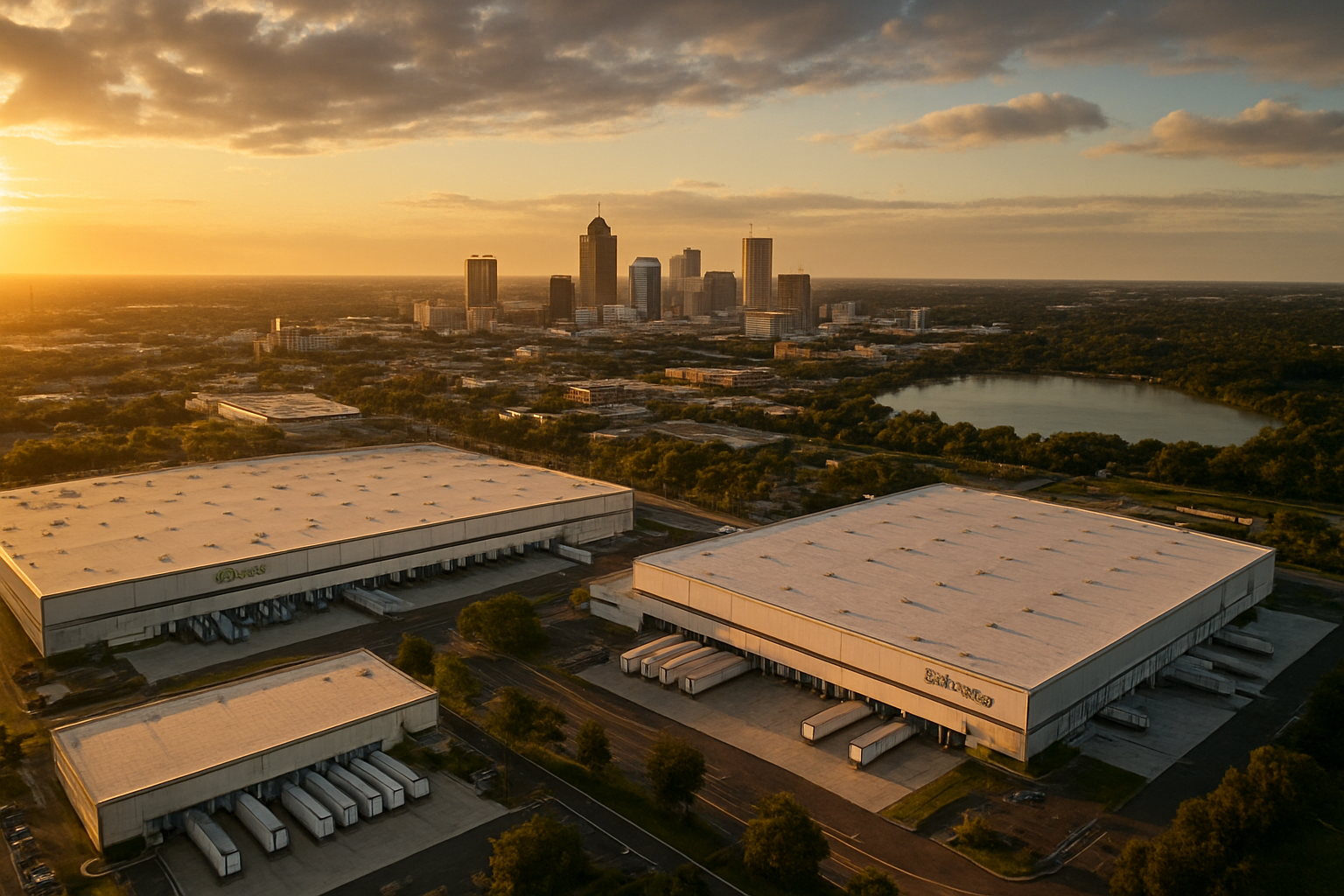 Lakeland Florida manufacturing corridor at golden hour