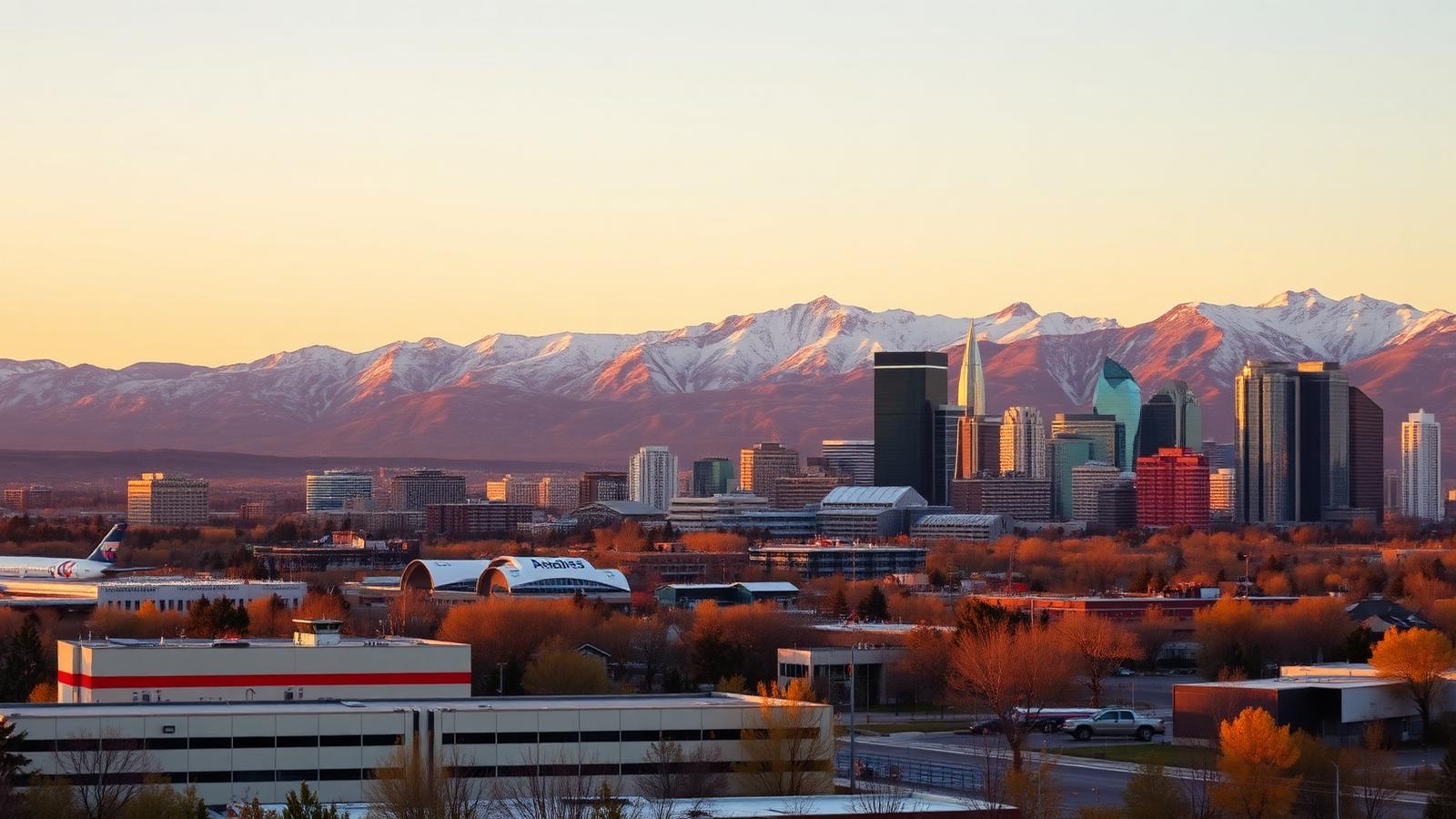 Logan, Utah manufacturing corridor at golden hour