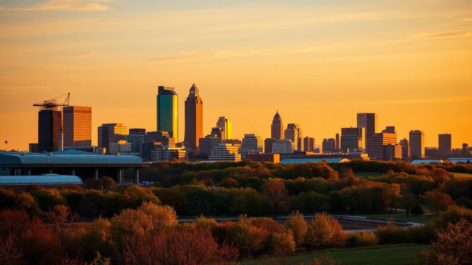 Salisbury, North Carolina manufacturing corridor at golden hour