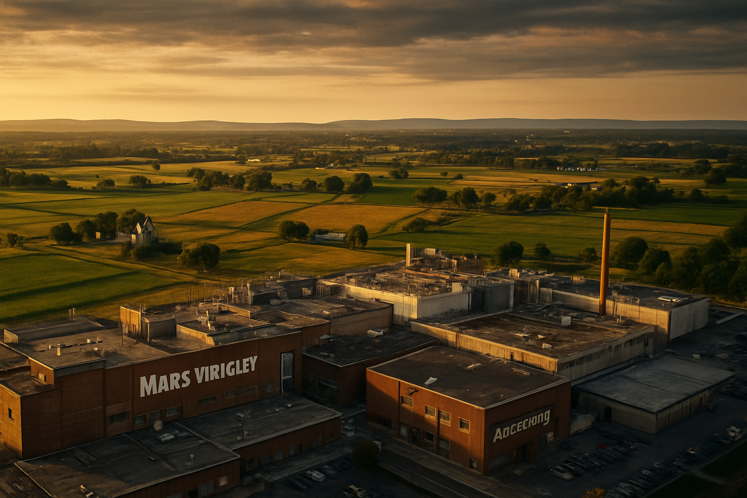 Lancaster Pennsylvania manufacturing corridor at golden hour
