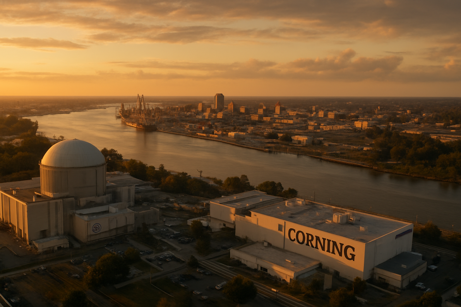 Wilmington North Carolina manufacturing corridor at golden hour