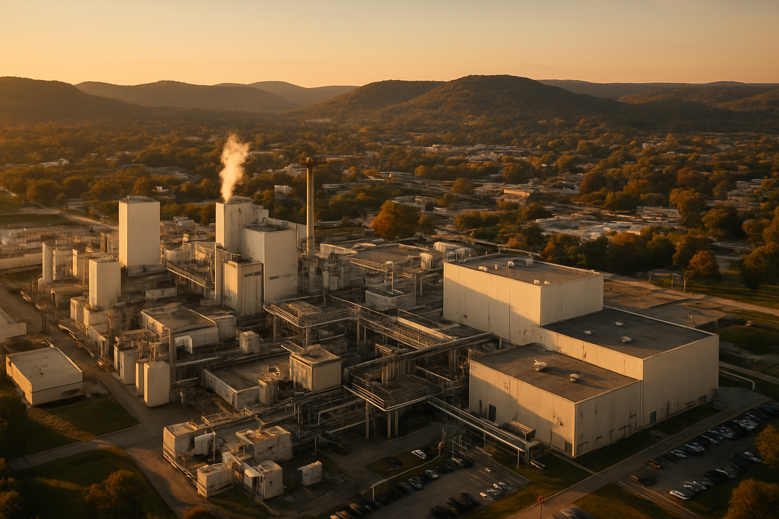 Springfield Missouri consumer goods and food processing corridor at golden hour