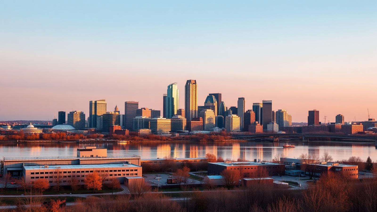 St. Cloud, Minnesota manufacturing corridor at golden hour