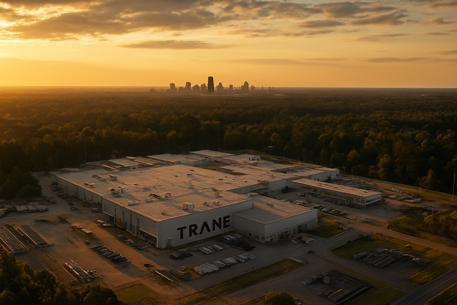 Tyler Texas manufacturing corridor at golden hour