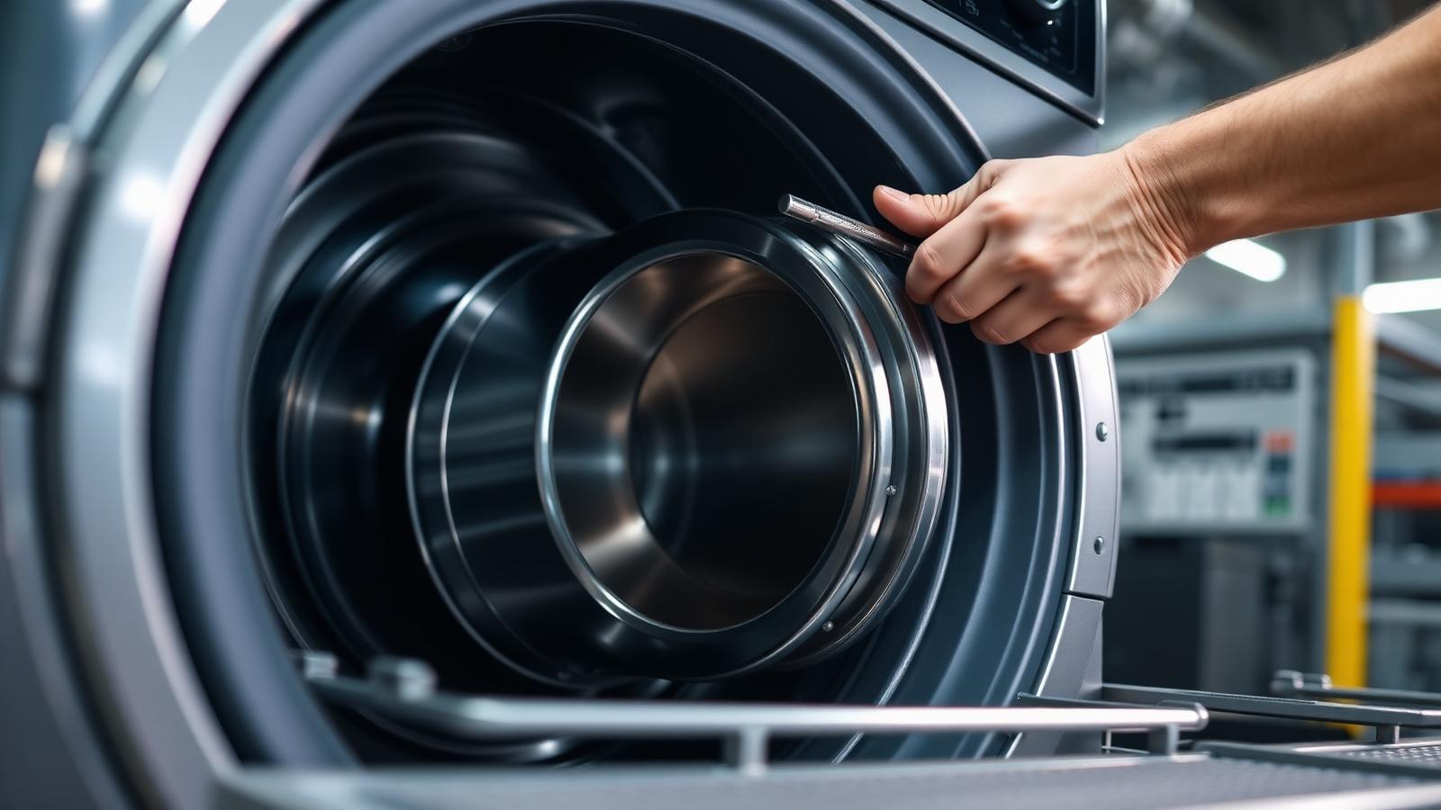 Worker inspecting finished consumer durable goods before shipment