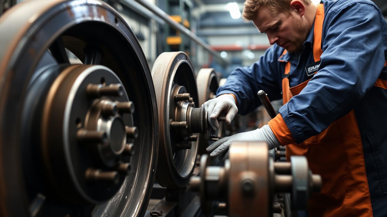 Transit rail components staged for final assembly and inspection