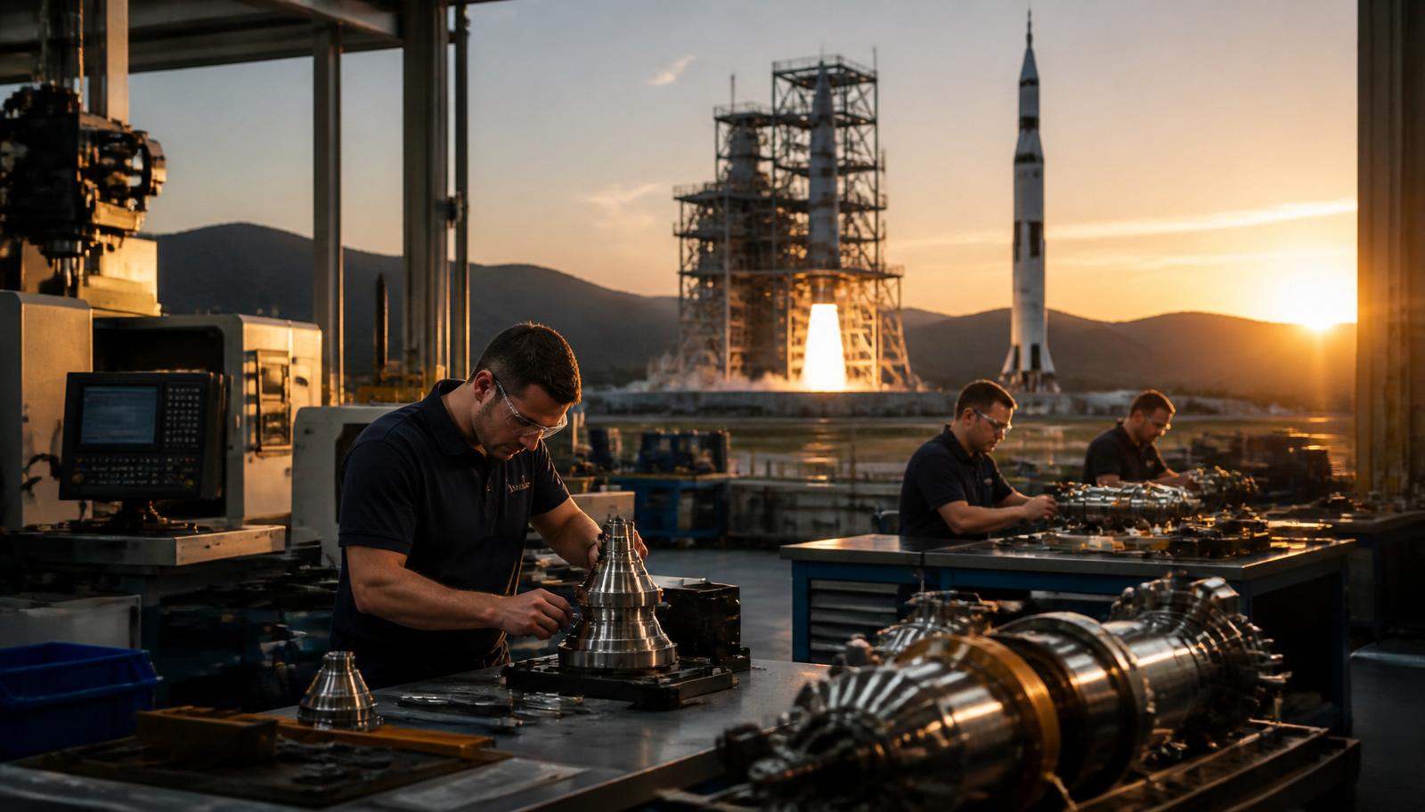Huntsville Alabama aerospace and defense corridor at golden hour