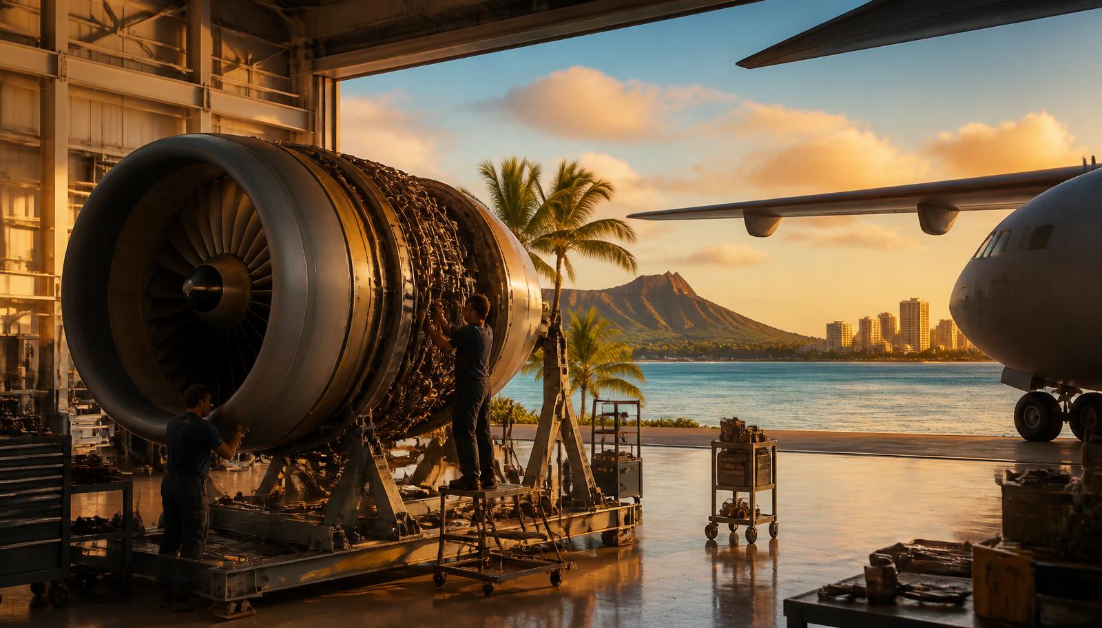 Hilo, Hawaii manufacturing corridor at golden hour