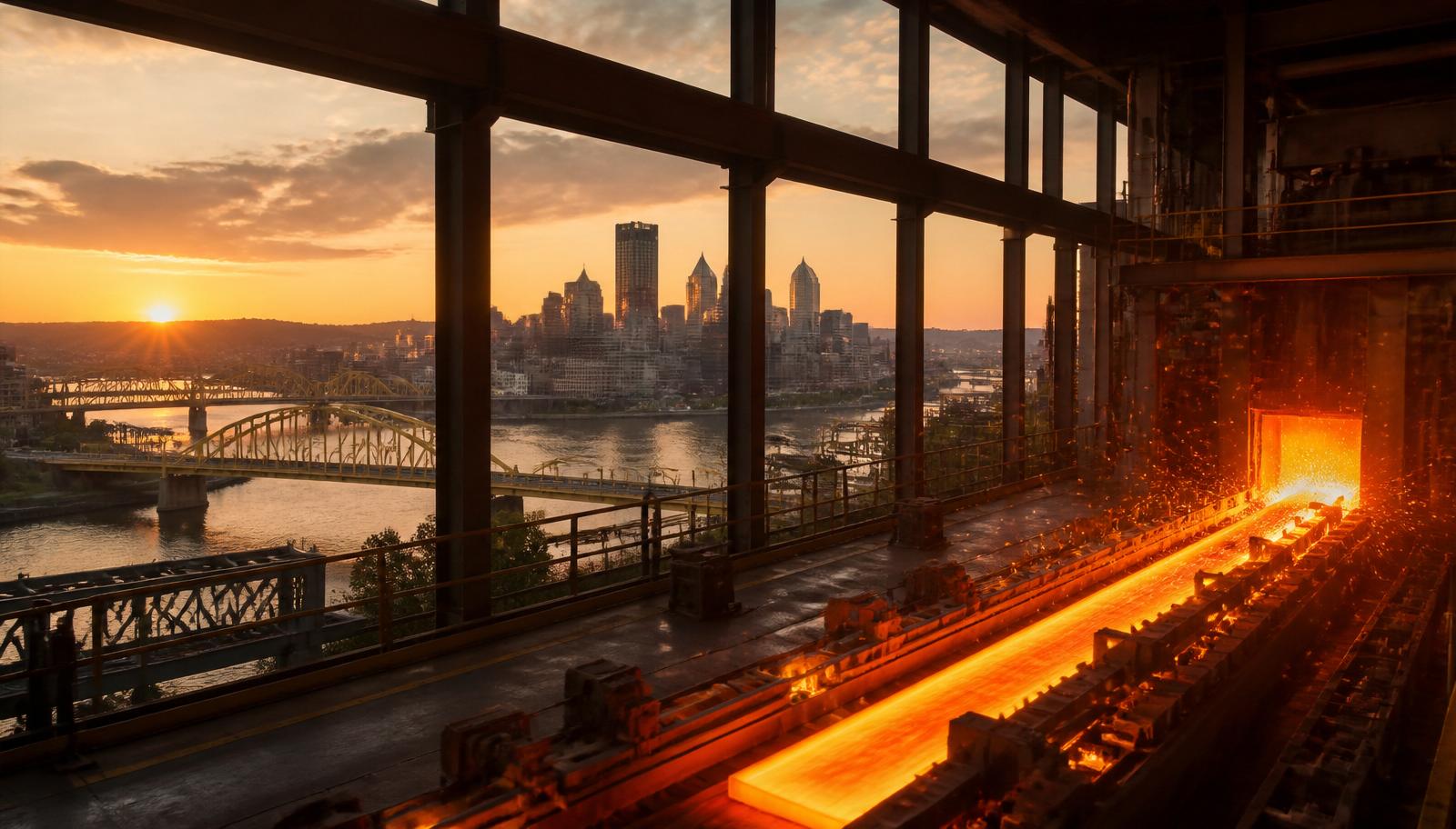 Hazleton, Pennsylvania manufacturing corridor at golden hour