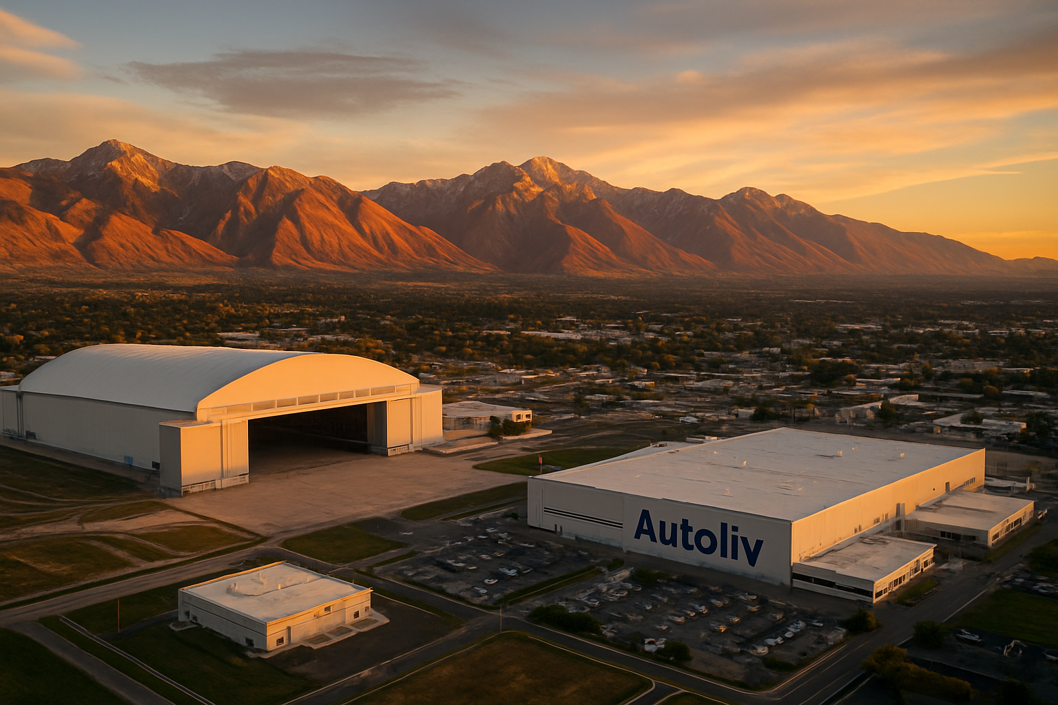 Ogden Utah manufacturing corridor at golden hour