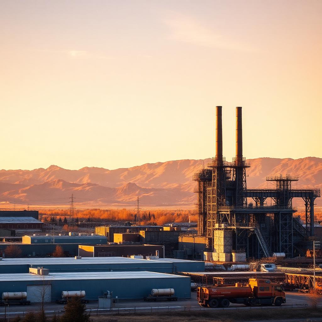 Nampa, Idaho manufacturing corridor at golden hour