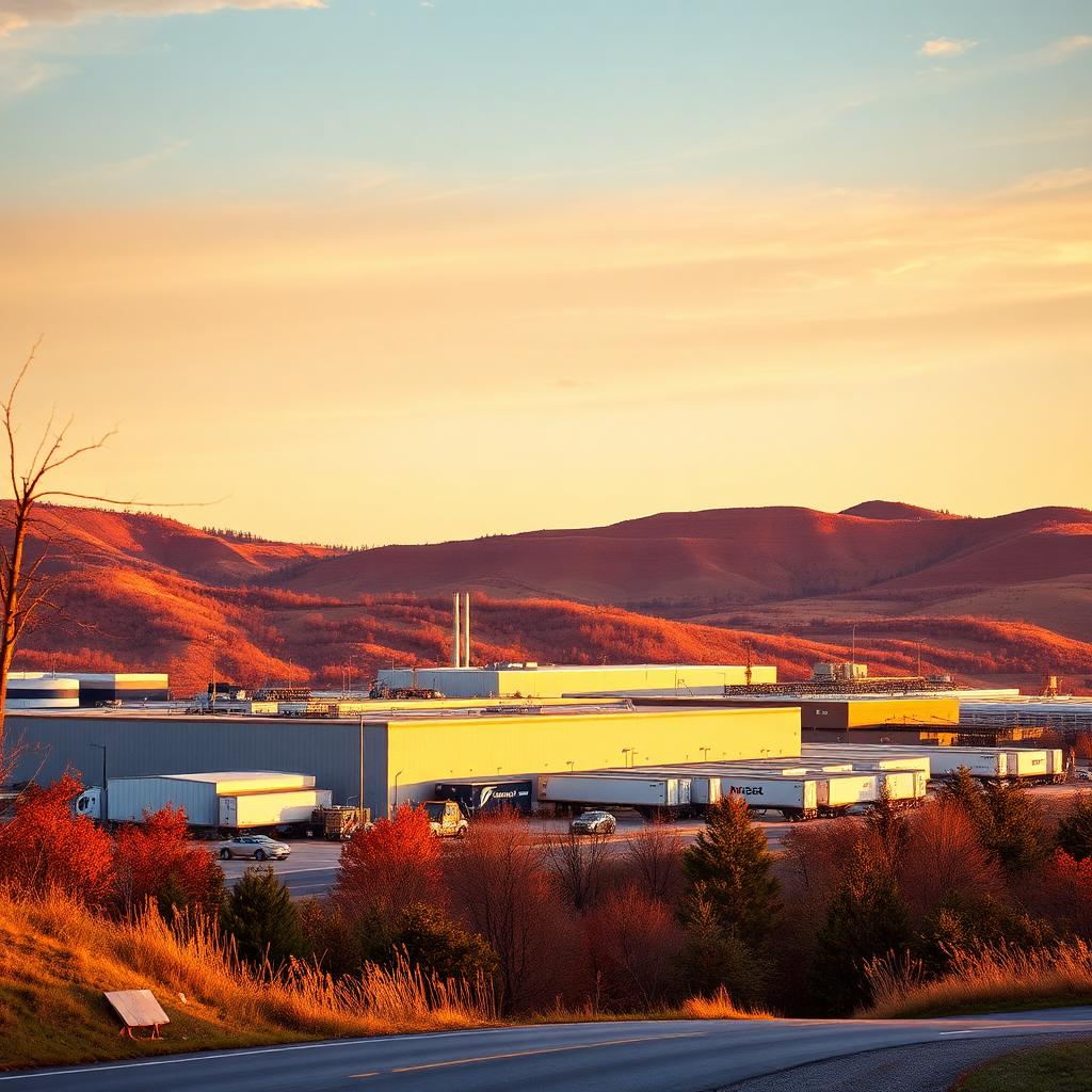 Fort Smith Arkansas industrial and defense corridor at golden hour